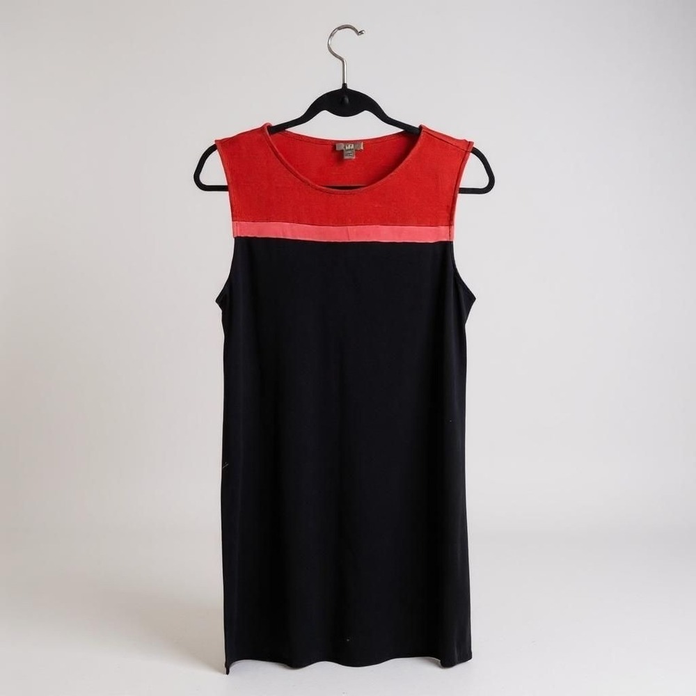 J. Jill Womens Sleeveless Red‎ & Black Color Block Stretch Dress M